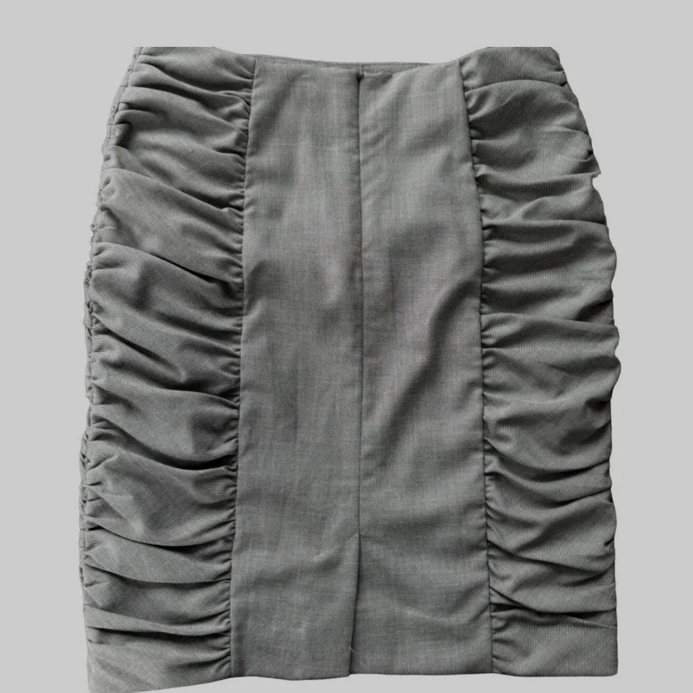 Cartonnier Anthropologie Pencil‎ Power Skirt Gray Ruched Tencel Blend Size 8